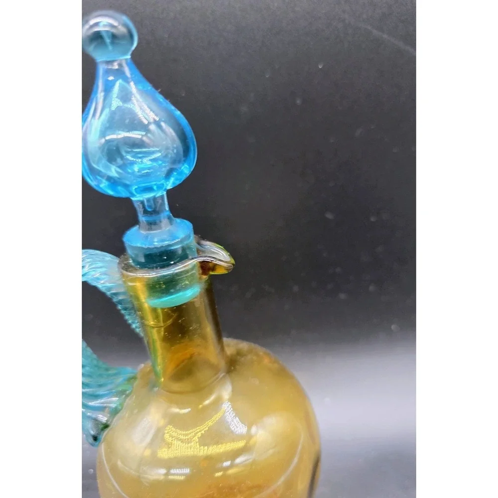 Vintage French George Sand Glass Thumbprint Cruet Pitcher Maganese UV Glow 9